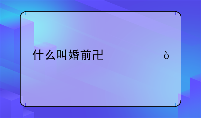 什么叫婚前协议？