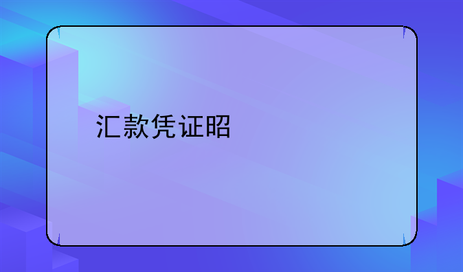汇款凭证是什么