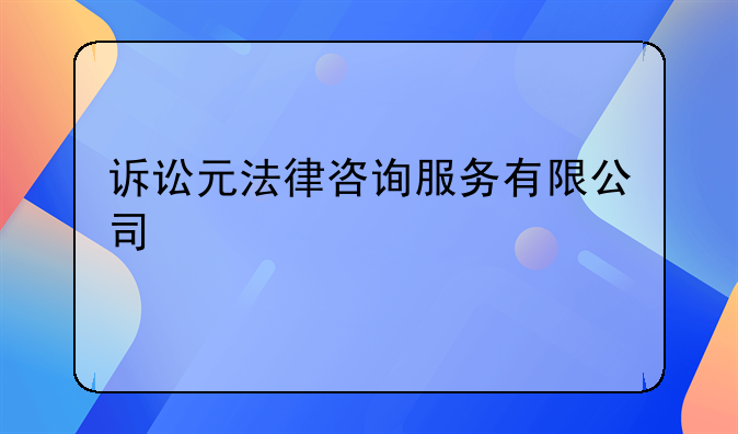 诉讼元法律咨询服务有限公司