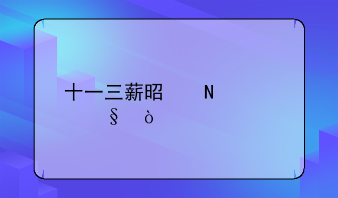 十一三薪是哪几天？