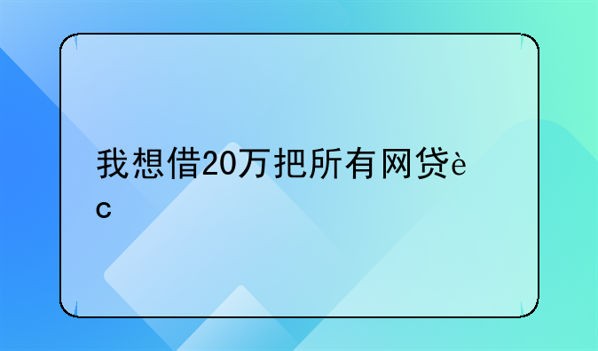 我想借20万把所有网贷还清