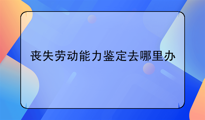 丧失劳动能力鉴定去哪里办