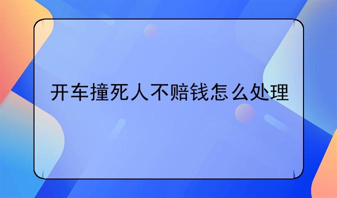 开车撞死人不赔钱怎么处理