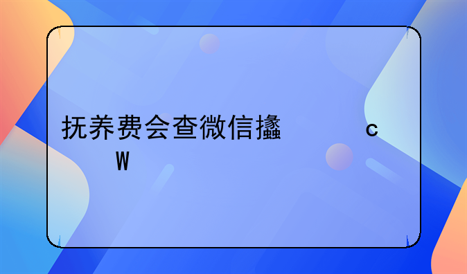 抚养费会查微信支付记录么