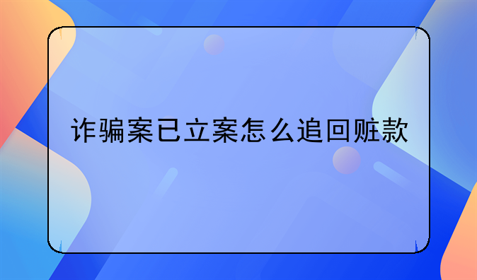 诈骗案已立案怎么追回赃款