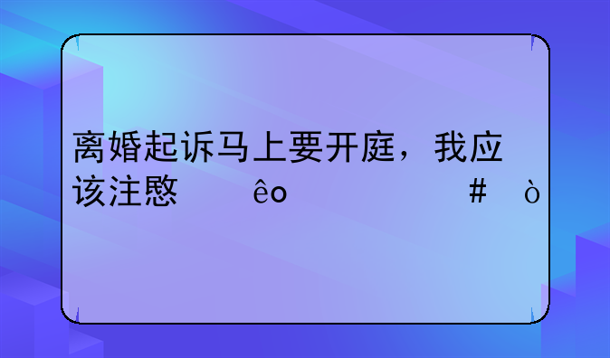 离婚起诉马上要开庭，我应该注意些什么？