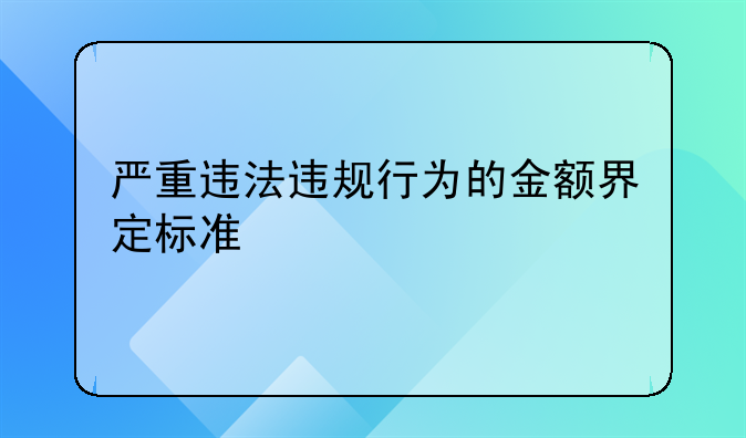 严重违法违规行为的金额界定标准