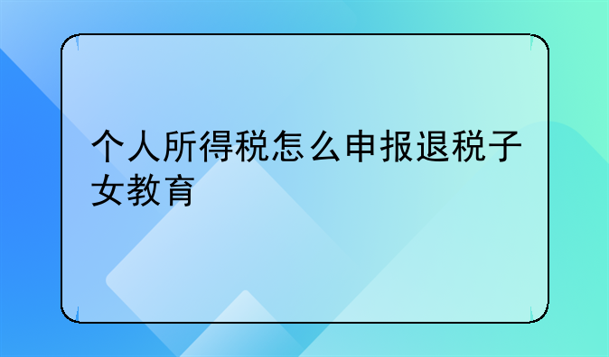 个人所得税怎么申报退税子女教育