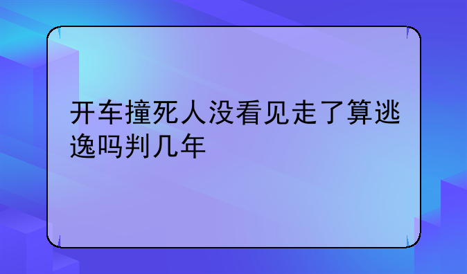 开车撞死人没看见走了算逃逸吗判几年