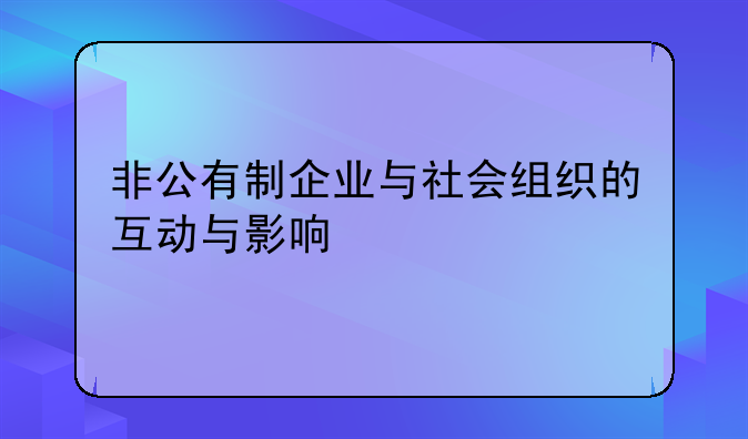 非公有制企业与社会组织的互动与影响