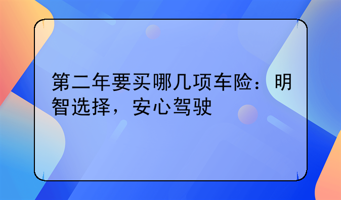 第二年要买哪几项车险：明智选择，安心驾驶