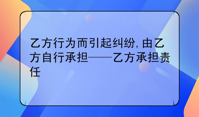 乙方行为而引起纠纷,由乙方自行承担——乙方承担责任